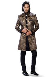 Yellow & Blue Color Fancy Indo Western Sherwani