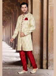 Cream Color Impressive Indo Western Sherwani