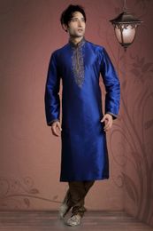 Blue Color Silk Fabric Kurta Payjama