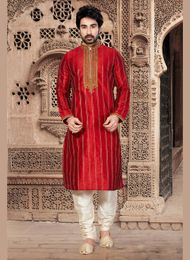 Red Color Butta Work Kurta Payjama
