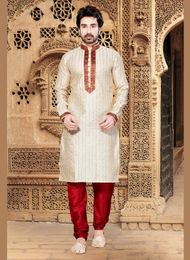 Cream Ethnic Look Kurta Payjama