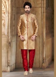 Brown Color Teal Indo Western Sherwani