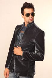 Modern Grey Velvet Blazer BL5006