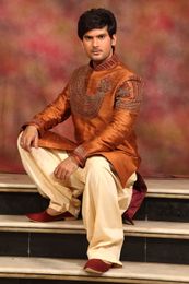 Raw Silk Mustard Sherwani BL2003