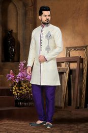Traditionl Fancy Lookwhite Color Royal Sherwani