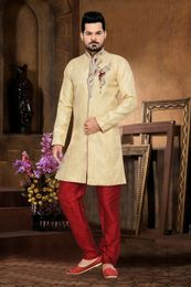 Fabulous Jamewar Cream Color Royal Sherwani
