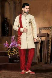 Perfect Banarasiloook Cream Color Royal Sherwani