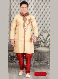 Trendy Stylish Look Mens Beige Color Royal Sherwani