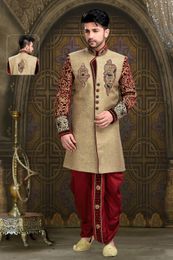 Gorgeous Attractive Look Brown Color Royal Sherwani