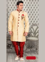 Distinctive Look Cream Royal Sherwani For Festivals