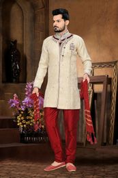 Tantalizing Beige Royal Sherwani For Men