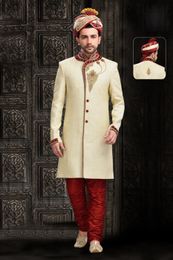 Glamour Mens Chinese Collar Cream Royal Sherwani