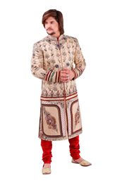 Carnelian Beige Color Mens Royal Sherwani