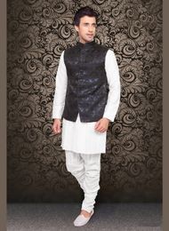 Fabulous Look Blue Color Brocade Nehru Jacket