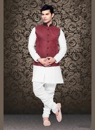 Royal And Rich Maroon Color Linen Nehru Jacket