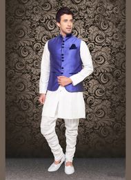 Royal And Rich look Blue Color Imported Nehru Jacket