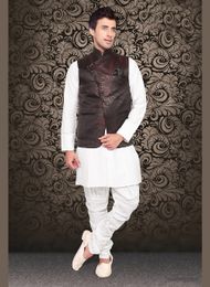 Dazzing Style Maroon Color Brocade Nehru Jacket