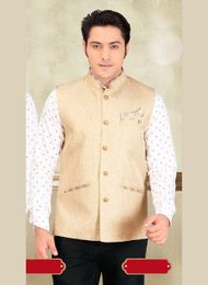 Smashing Your Look Beige Color Imported Nehru Jacket