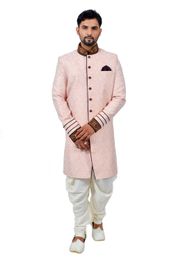 Salmon Cottanbrocadesilk Indowestern Sherwani