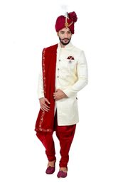 Cream Artsilk Indowestern Sherwani