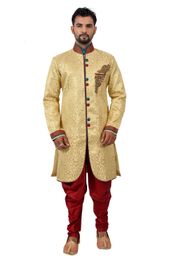 Golden Zaribrocadesilk Online Indowestern Sherwani