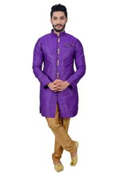 Darkviolet Artsilk Indowestern Sherwani