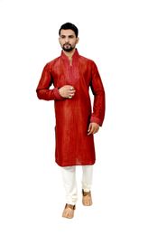 Red Ghicchasilk Kurta Pyjama