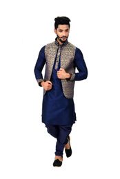 Navyblue Kurtasetwith Multi Jacket