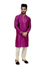 Darkmagenta Ghicchasilk Kurta Pajama