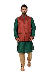 Green Kurtasetwith Maroon Jacket