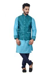 Lagoonblue Kurtasetwith Celadongreen Jacket