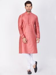 Pink And White Kurta Payjama For Men