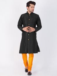 Classical Black And Orange Online Kurta Payjama