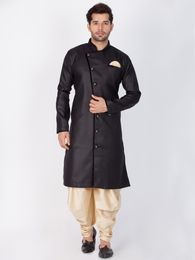 Plain Cotton Kurta Online In Black