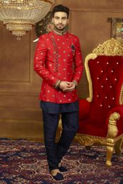Fashionable Red Jodhpuri Indo Western Sherwani