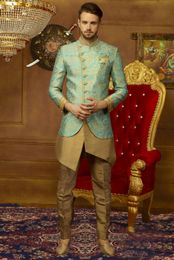 Asymmetrical Rich Look Golden Indo Western Sherwani