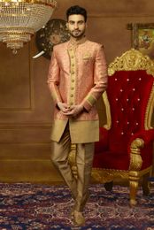 Dark Peach Elegant Look Indo Western Sherwani