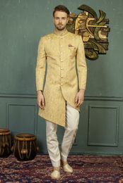 Purely Traditional Golden Asymmetrical Indo Western Sherwani