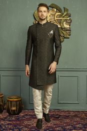 Magnificent Black Asymmetrical Indo Western Sherwani