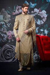 Dark Cream Luxurious Wedding Sherwani