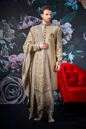 Stylish Cream Wedding Sherwani