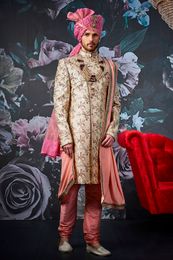 Graceful Groom Beige Wedding Sherwani