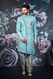 Firozi Blue Ethnic Wedding Sherwani