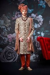 Trendy Style Cream Wedding Sherwani