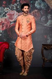 Captivating Light Orange Wedding Sherwani