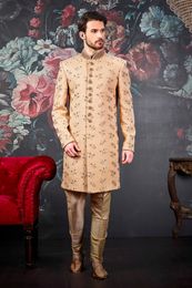Extraordinary Look Beige Wedding Sherwani