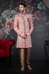 Modern Dark Pink Wedding Sherwani
