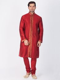 Elegant Maroon Kurta Churidar Pajama