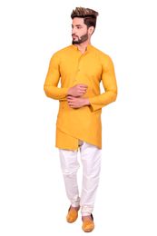 Asymmetrical Mustard Indo Western Sherwani