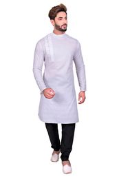 White Well Tailored Cotton Indo Western Sherwani